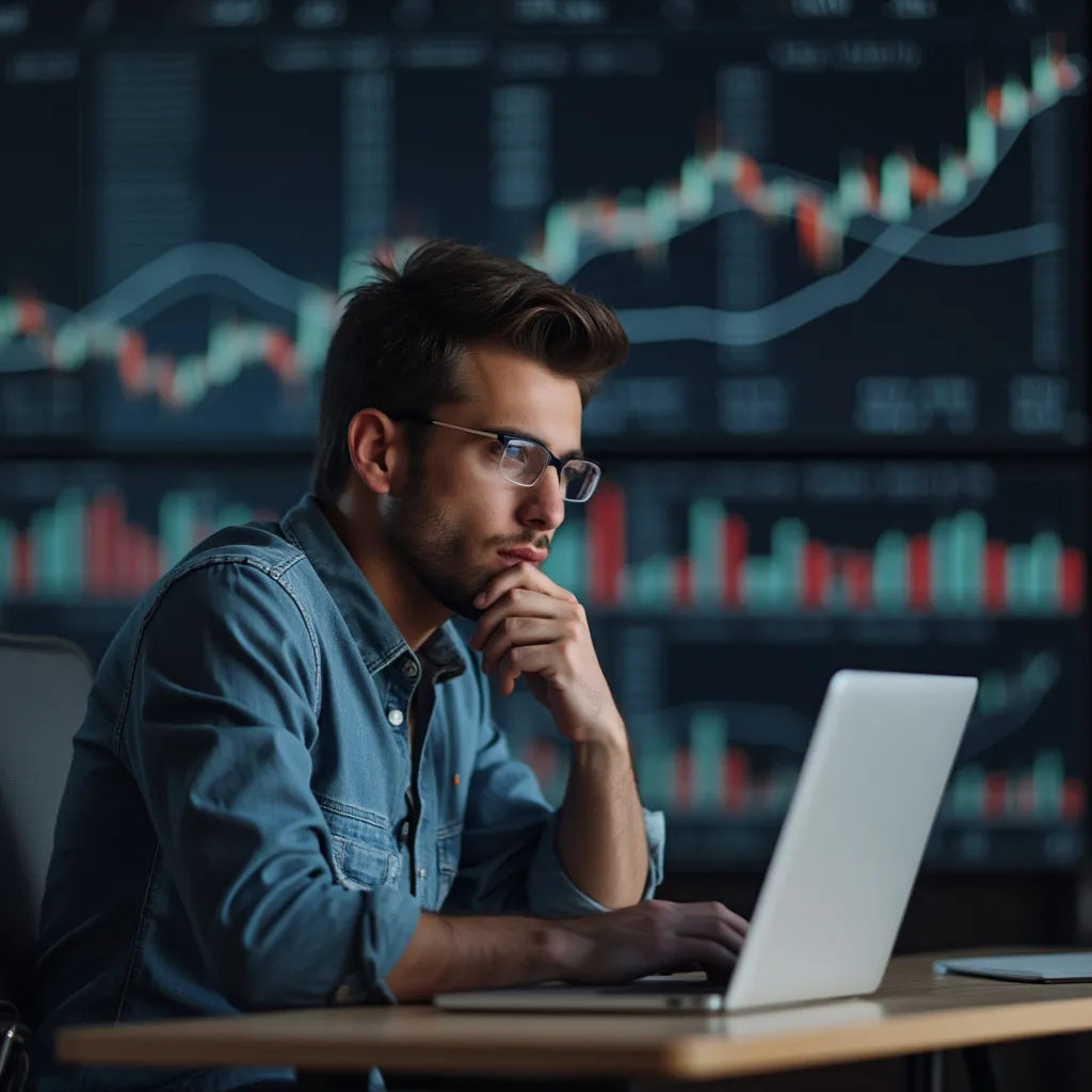 Persona analizando gráficos de inversión con confianza